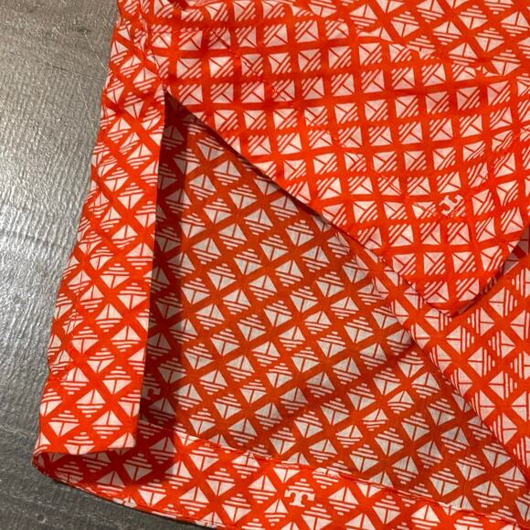 Tory Burch Women’s Tunic Top Cotton Classic Modern Size 6 Orange White Navy - Picture 8 of 12